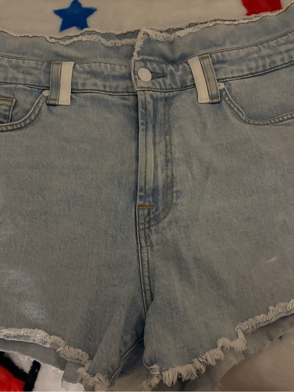7 For All Mankind Light Blue Denim Shorts with Frayed Waist sz 30
